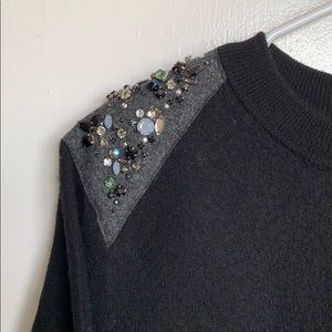 Embellished Shoulder Sweater, Back Zip